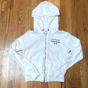 A&F full zip up white hoodie